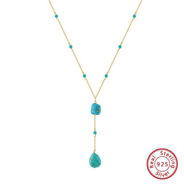 Drop-shaped Turquoise Pendant Sterling Silver Necklace - Image 6