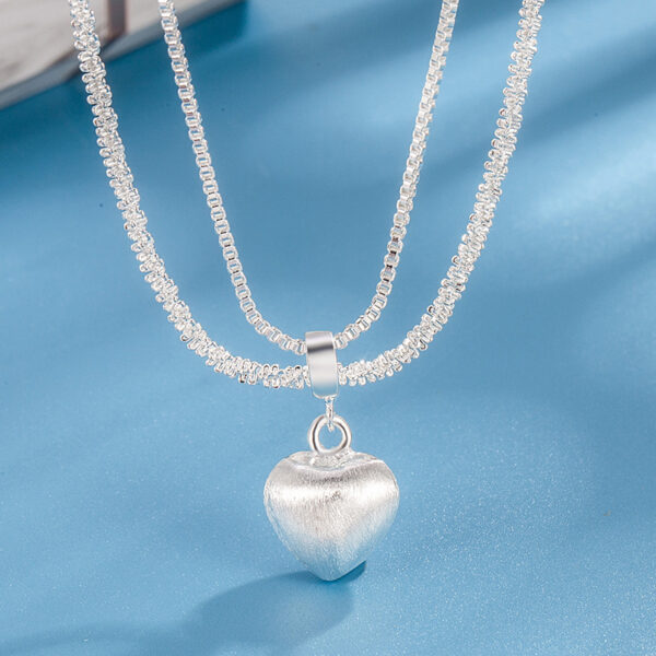 Double Layer Brushed Heart Pendant Necklace For Women High-end Feel Light Luxury Necklace Collarbone Chain  Fashion Jewelry - Image 2