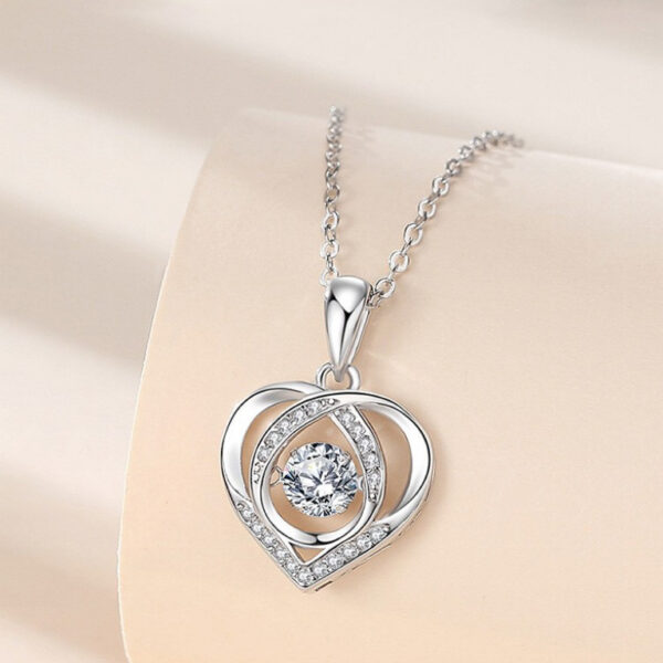 S925 Beating Heart-shaped Necklace Women Luxury Love Rhinestones Necklace Jewelry Gift For Valentine's Day - Image 5