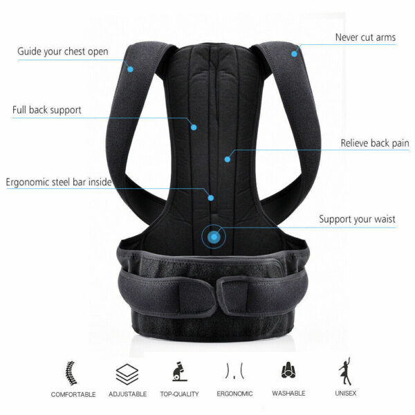 Adjustable Posture Corrector Back Brace Vest For Men Women Lumbar Shoulder Support Belt - Image 7