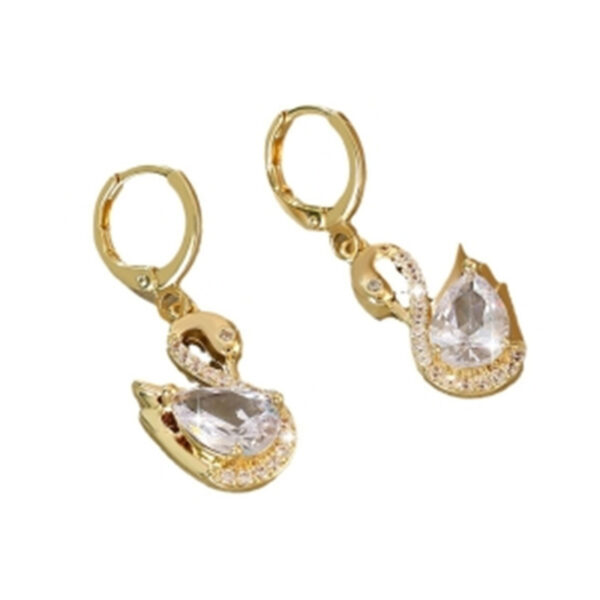 Sweet Rhinestone Swan Earrings Ins Fashion Earrings For Women Jewelry - Image 3