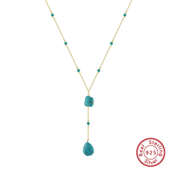 Drop-shaped Turquoise Pendant Sterling Silver Necklace - Image 4