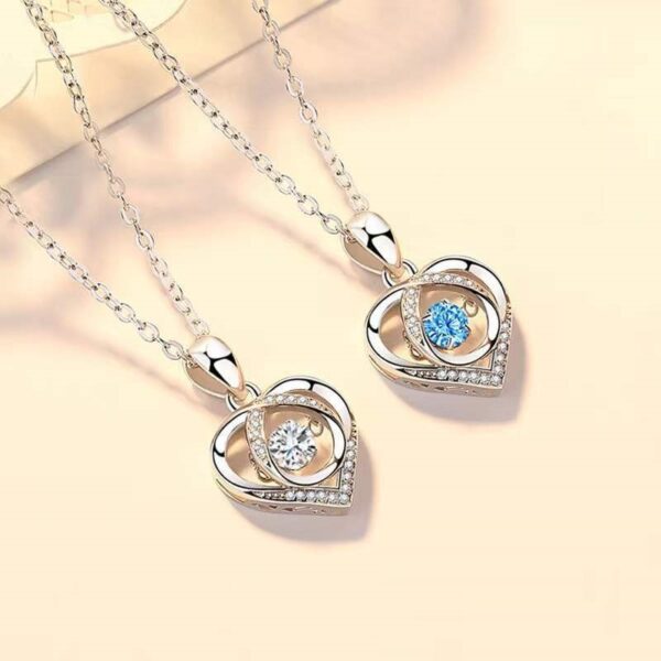 S925 Beating Heart-shaped Necklace Women Luxury Love Rhinestones Necklace Jewelry Gift For Valentine's Day - Image 7