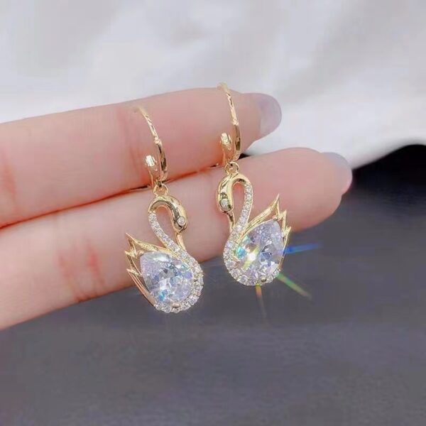 Sweet Rhinestone Swan Earrings Ins Fashion Earrings For Women Jewelry - Image 5