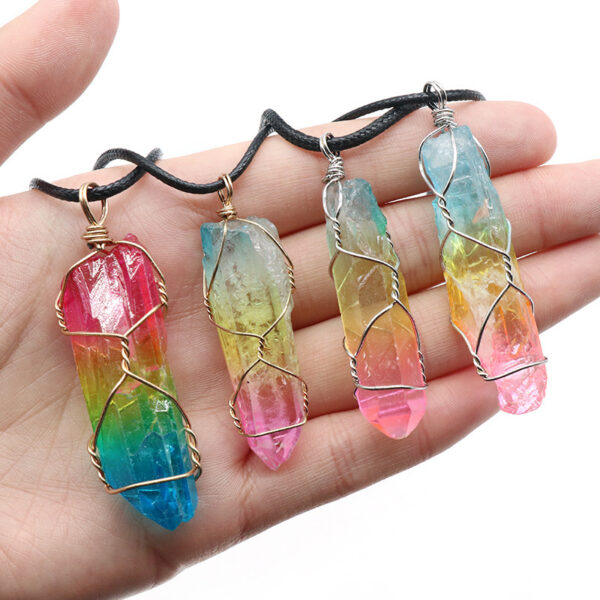 Hot Selling Stone Crystal Pillar Tree Of Life Pendant Ins Fashion Necklace - Image 5