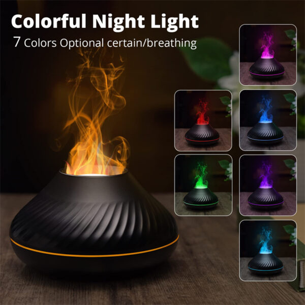 New Volcanic Flame Aroma Diffuser Essential Oil Lamp 130ml USB Portable Air Humidifier With Color Night Light Mist Maker Fogger LED Light - Image 7