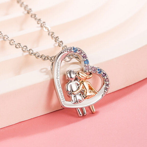 Love Couple Necklace With Colorful Rhinestones Fashion Creative Heart-shaped Necklace For Valentine's Day Gift - Image 5