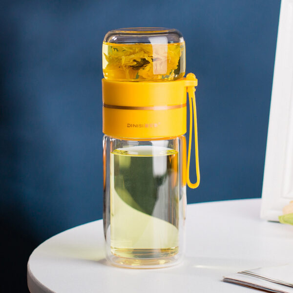 Glass Water Bottle With Tea Infuser Filter Tea Separation Double Wall Glass Bottle Leakproof Water Bottle - Image 4