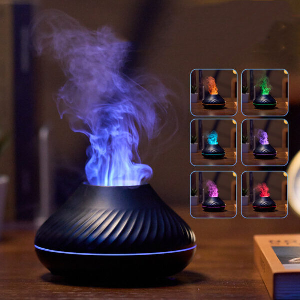 New Volcanic Flame Aroma Diffuser Essential Oil Lamp 130ml USB Portable Air Humidifier With Color Night Light Mist Maker Fogger LED Light - Image 3