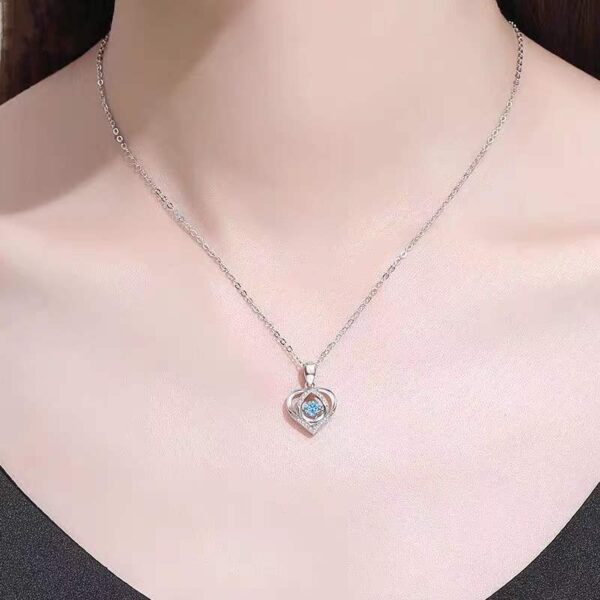 S925 Beating Heart-shaped Necklace Women Luxury Love Rhinestones Necklace Jewelry Gift For Valentine's Day - Image 2