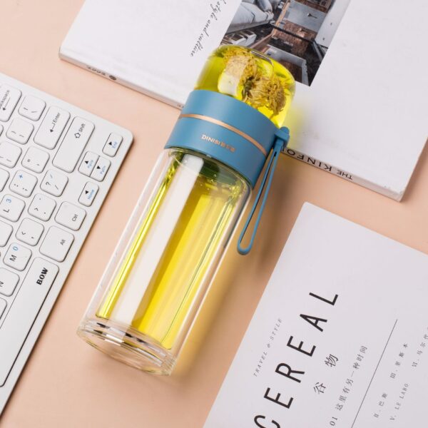 Glass Water Bottle With Tea Infuser Filter Tea Separation Double Wall Glass Bottle Leakproof Water Bottle - Image 7