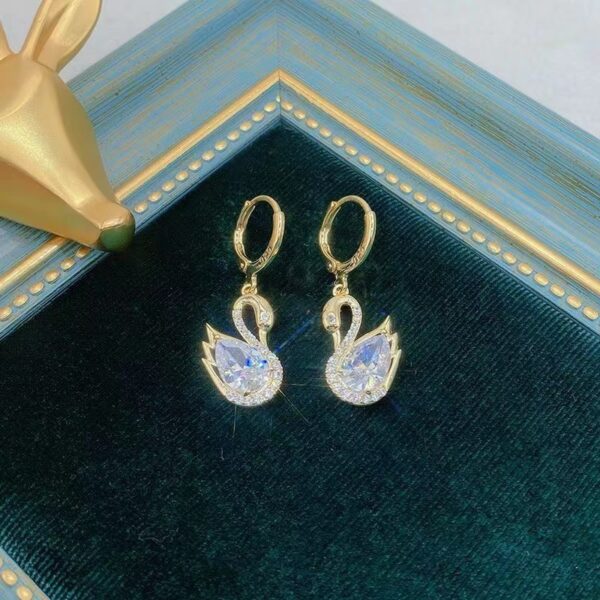 Sweet Rhinestone Swan Earrings Ins Fashion Earrings For Women Jewelry - Image 4