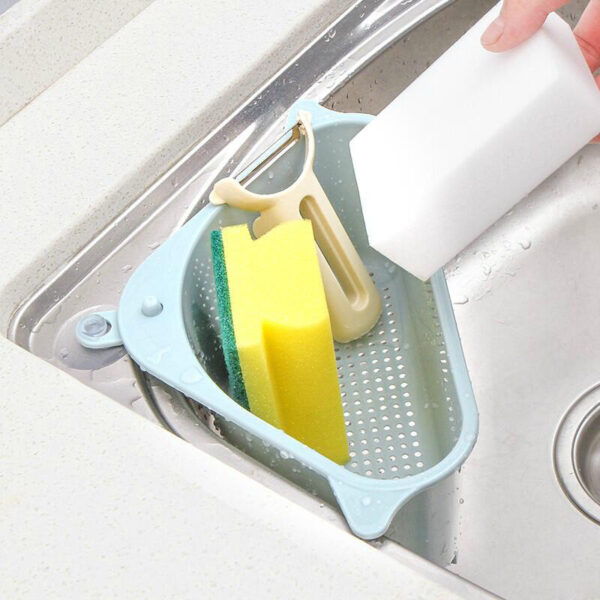 Kitchen Sink Multi-function Triangle Storage Rack Multi-purpose Dishwashing Sponge Drain Rack Storage Rack - Image 2