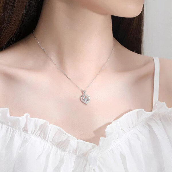 S925 Beating Heart-shaped Necklace Women Luxury Love Rhinestones Necklace Jewelry Gift For Valentine's Day - Image 3