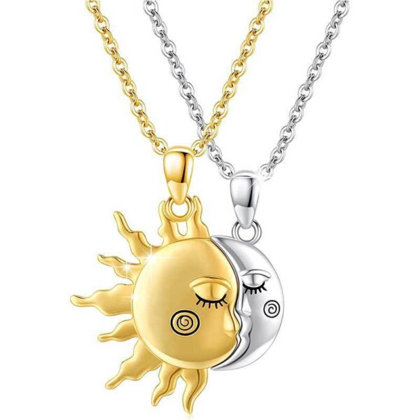 18K Golden Magnetic Sun Star Necklace Fashion Personality Couple Pendant Necklace Valentine's Day Gift - Image 3