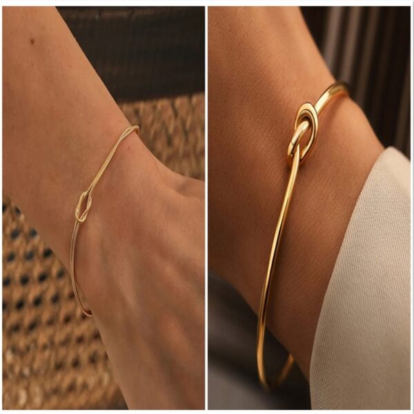 Stainless Steel Valentine's Day Knot Snake Chain Necklace Hand Knotted Bracelet - Image 10