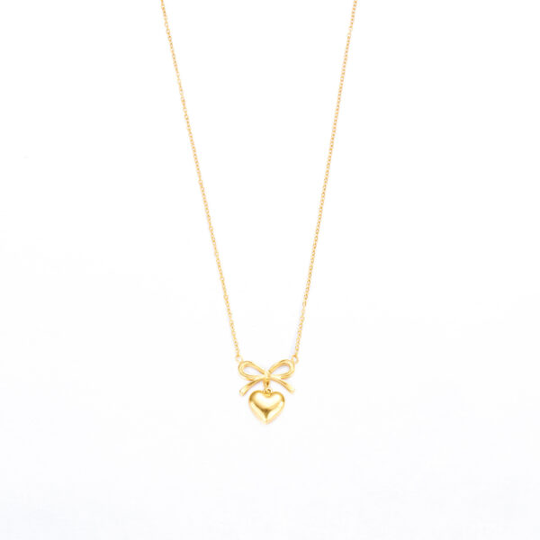 Stainless Steel New Fashion Fine Waterproof Jewelry Love Heart Bowknot Shape Charm Chain Choker Necklaces Pendant For Women Fashion Jewelry - Image 6