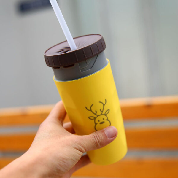 No Cover Twist Cup Travel Portable Cup Double Insulation Tumbler Straw Sippy Water Bottles Portable For Children Adults - Image 2