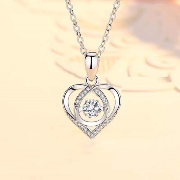 S925 Beating Heart-shaped Necklace Women Luxury Love Rhinestones Necklace Jewelry Gift For Valentine's Day - Image 4